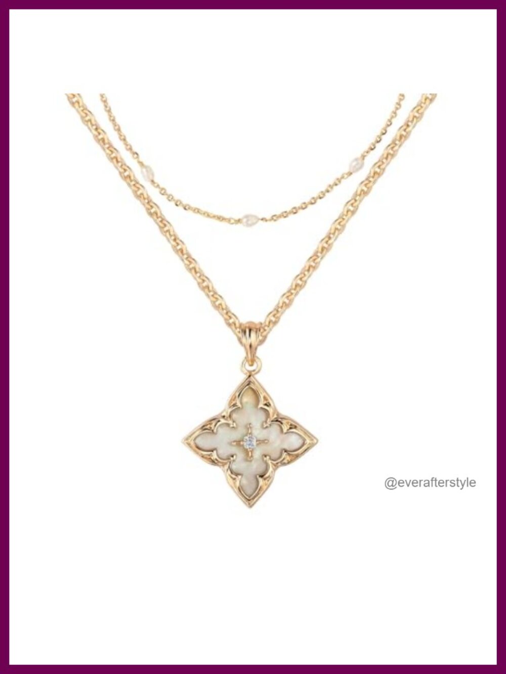 Fettero Gold Clover Necklace with Pearl Choker Set for Women